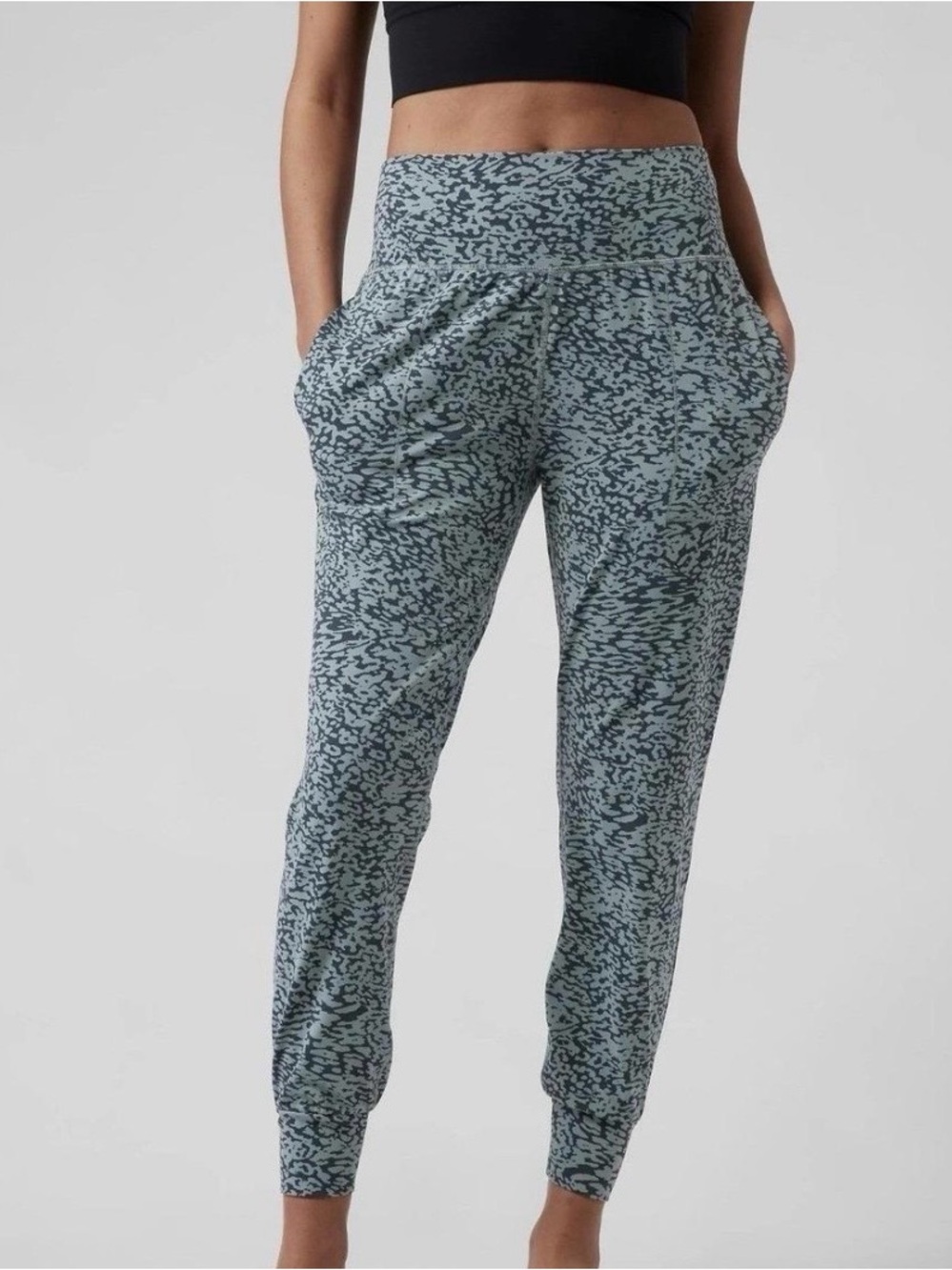Athleta Salutation Joggers in Blue Animal Print. 3X